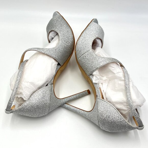 Jewel Badgley Mischka Womens Size 6.5 Silver Heels Pumps Dress Sandals Shoes - Picture 5 of 12